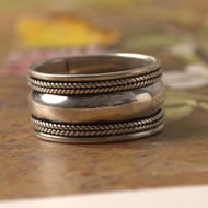 Sterling Silver Wide Chunky Cigar Band Unisex Mens - 6