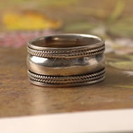Sterling Silver Wide Chunky Cigar Band Unisex Mens - 7