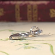 Vintage Sterling Silver Anchor Pendant Transparent Stone French - 5