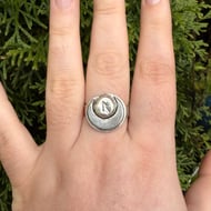 Vintage Silver Rune Ring Crescent Moon Norse Viking Laguz Band - 3