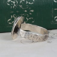 Vintage Silver Rune Ring Crescent Moon Norse Viking Laguz Band - 4