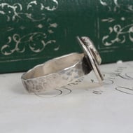 Vintage Silver Rune Ring Crescent Moon Norse Viking Laguz Band - 6