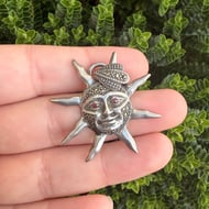 Sterling Silver Marcasite Sun Pendant Celestial Face Vintage Boho - 2
