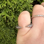 Sterling Silver Raven Head Ring Norse Viking Odin Band Twin Bird Spiral Eye 925 - 3