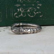 Sterling Silver Raven Head Ring Norse Viking Odin Band Twin Bird Spiral Eye 925 - 7