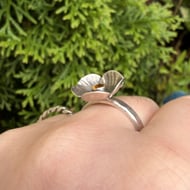 Vintage Sterling Silver Citrine Ring Flower Poppy Head Oxidised 925 - 3