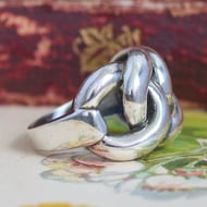 Sterling Silver Wide Chunky Chain Link Knot Ring  - 4