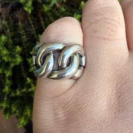 Sterling Silver Wide Chunky Chain Link Knot Ring  - 2