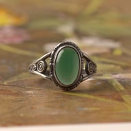 Vintage Silver Swirl Green Onyx Ring Witchy Boho - 5