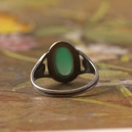 Vintage Silver Swirl Green Onyx Ring Witchy Boho - 8