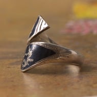 Vintage Niello Siam Enamel Sterling Silver Wrap Band Ring - 5