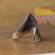 Vintage Niello Siam Enamel Sterling Silver Wrap Band Ring - 8