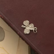 Vintage Sterling Silver Connemara Marble Shamrock Charm Pendant - 2