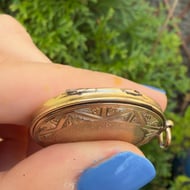 Antique Edwardian Locket 9ct Gold Front and Back Pendant - 11