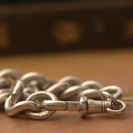 Antique Sterling Silver Curb Link Bracelet Charm Chunky Hallmarked Dog Clip 42g 1903 - 4