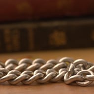 Antique Sterling Silver Curb Link Bracelet Charm Chunky Hallmarked Dog Clip 42g 1903 - 5