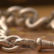 Antique Sterling Silver Curb Link Bracelet Charm Chunky Hallmarked Dog Clip 42g 1903 - 6