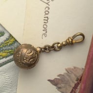 Antique Victorian Fob Orb Charm Rolled Gold Dog Clip Watch Chain  - 3