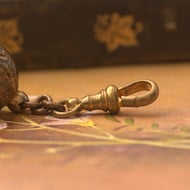 Antique Victorian Fob Orb Charm Rolled Gold Dog Clip Watch Chain  - 6