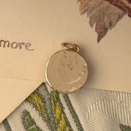 Moon Face Pendant Charm Iridescent Blue Celestial Gold Tone  - 3