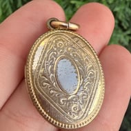 Antique Rolled Gold Double Photo Locket Etched - 4