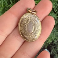 Antique Rolled Gold Double Photo Locket Etched - 5