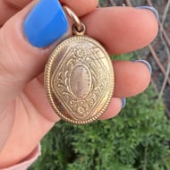 Antique Rolled Gold Double Photo Locket Etched - 8