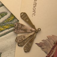 Antique Gilt Fan Charm Pendant Articulated - 3