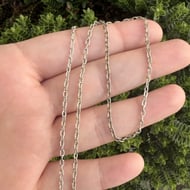 Vintage Dainty Sterling Silver Diamond Cut Cable Chain 18"