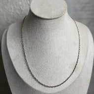Vintage Dainty Sterling Silver Diamond Cut Cable Chain 18" - 2