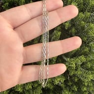 Vintage Sterling Silver Rectangle Link Chain Necklace 19"