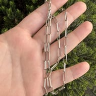 Vintage Sterling Silver Paperclip Chain Necklace 22"