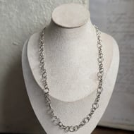 Vintage Sterling Silver Circular Link Fancy Chain Necklace Artisan 24" - 2