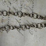 Vintage Sterling Silver Circular Link Fancy Chain Necklace Artisan 24" - 5