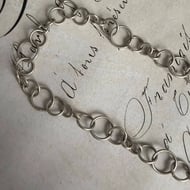 Vintage Sterling Silver Circular Link Fancy Chain Necklace Artisan 24" - 7