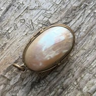 Antique Nacre Pendant Locket Mother of Pearl Victorian Pinchbeck - 10