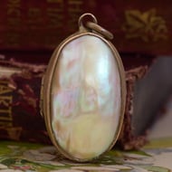 Antique Nacre Pendant Locket Mother of Pearl Victorian Pinchbeck