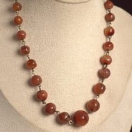 Antique Carnelian Agate Bead Necklace Graduated  - 2