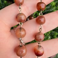 Antique Carnelian Agate Bead Necklace Graduated  - 5