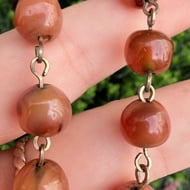 Antique Carnelian Agate Bead Necklace Graduated  - 6