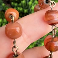 Antique Carnelian Agate Bead Necklace Graduated  - 7