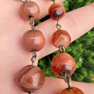 Antique Carnelian Agate Bead Necklace Graduated  - 8