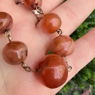 Antique Carnelian Agate Bead Necklace Graduated  - 9