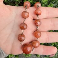 Antique Carnelian Agate Bead Necklace Graduated  - 12