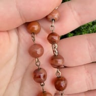 Antique Carnelian Agate Bead Necklace Graduated  - 14
