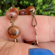 Antique Carnelian Agate Bead Necklace Graduated  - 15