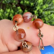 Antique Carnelian Agate Bead Necklace Graduated  - 16