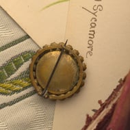 Antique Paste Tigers Eye Brooch Round Pin - 3