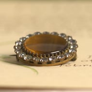 Antique Paste Tigers Eye Brooch Round Pin - 4