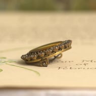 Antique Paste Tigers Eye Brooch Round Pin - 5